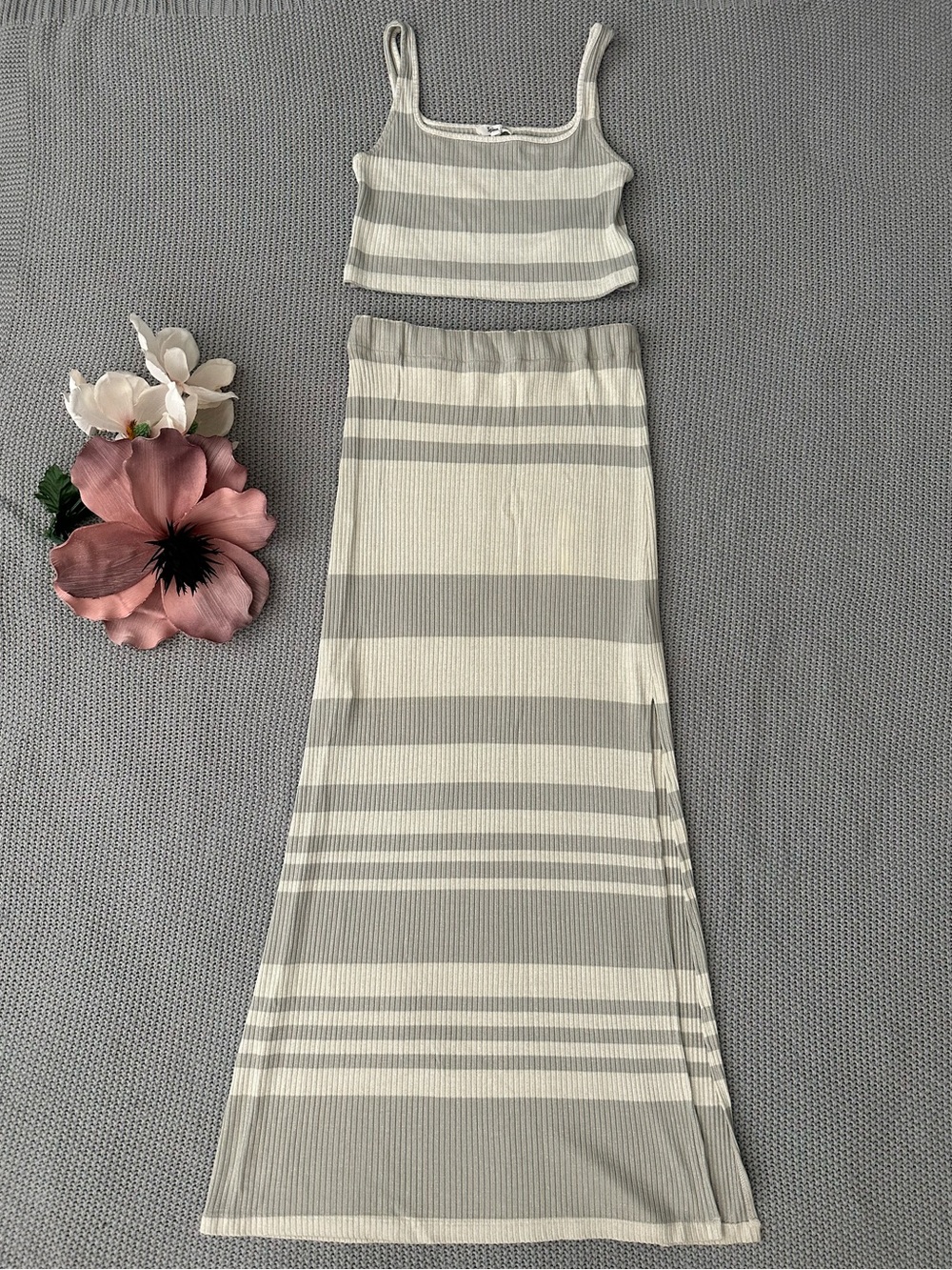 Splendid Coco Metallic Striped Top and Maxi Skirt Small